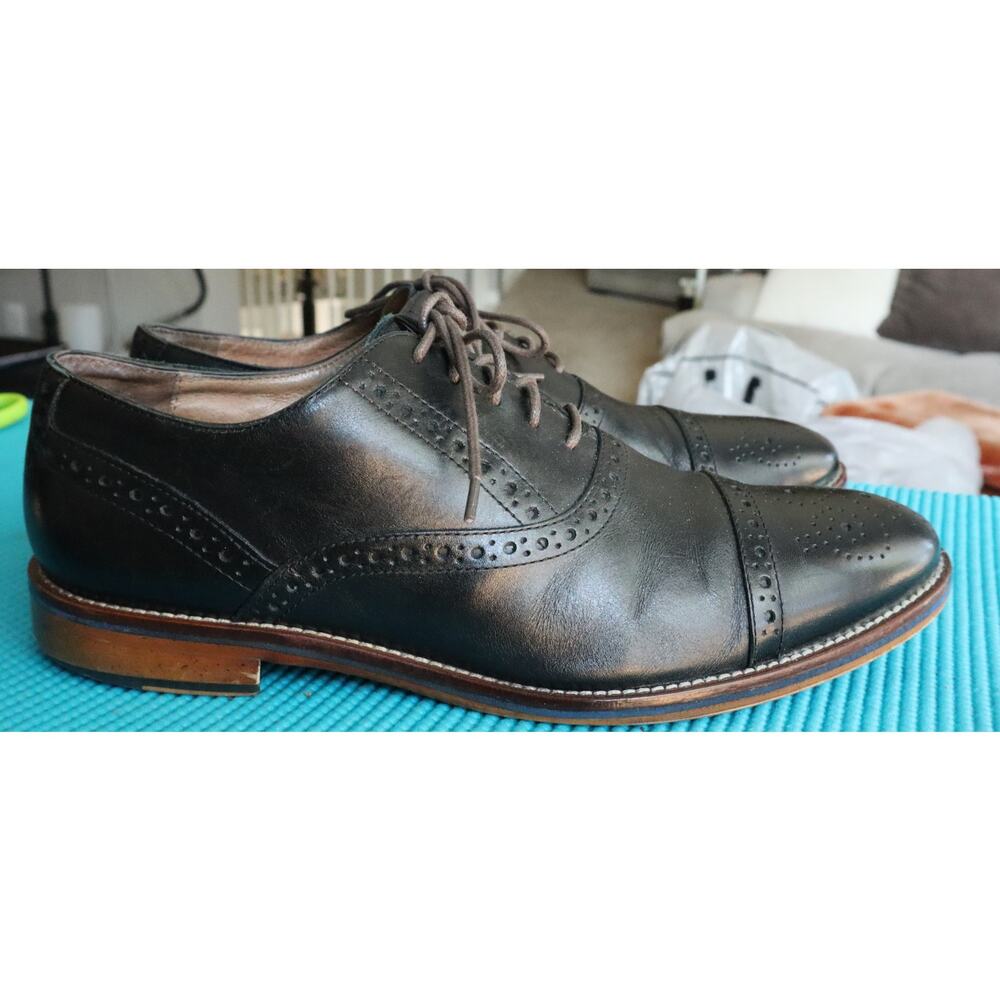 Johnston & Murphy Black Leather Cap Toe Oxford Dress Shoes Mens 9M Lace Up - Picture 2 of 8